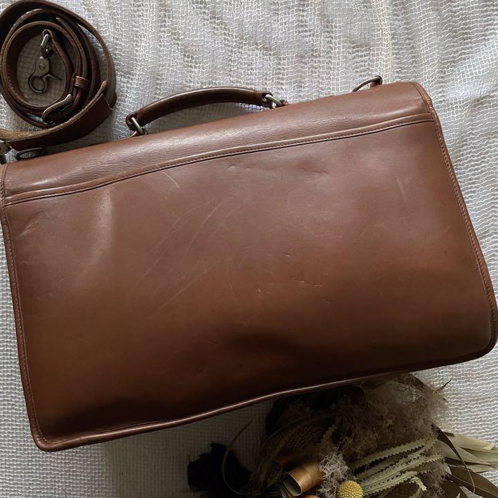 美品！OLD COACH オールドコーチ ビジネスバッグ 2way A4収納 ブリーフケース ブラウン 茶色 PC収納 ゴールド金具 プッシュロック  5328