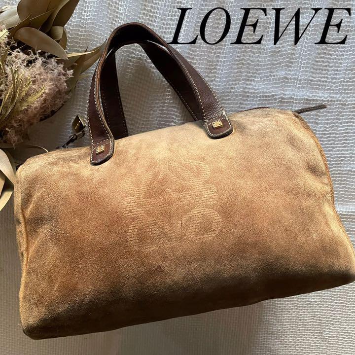 美品! LOEWE ロエベ アナグラム ミニボストンバッグ ロゴ型押し