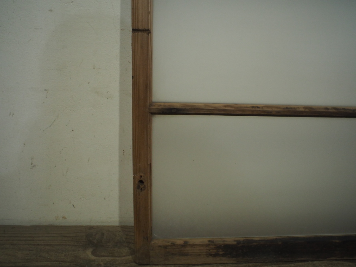 taA0458*(3)[H92cm×W87cm]* Vintage * ретро тест ... старый дерево рамка-оправа стекло дверь * старый двери раздвижная дверь рама окно старый дом в японском стиле воспроизведение lino беж .nK.1