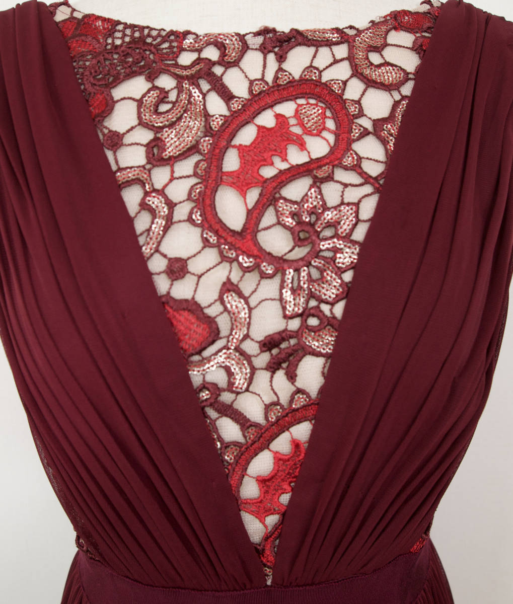 ADRIANNA PAPELL MAROON RED ロングフォーマルドレス 「２ 」/ ９号程度 - レディースファッション