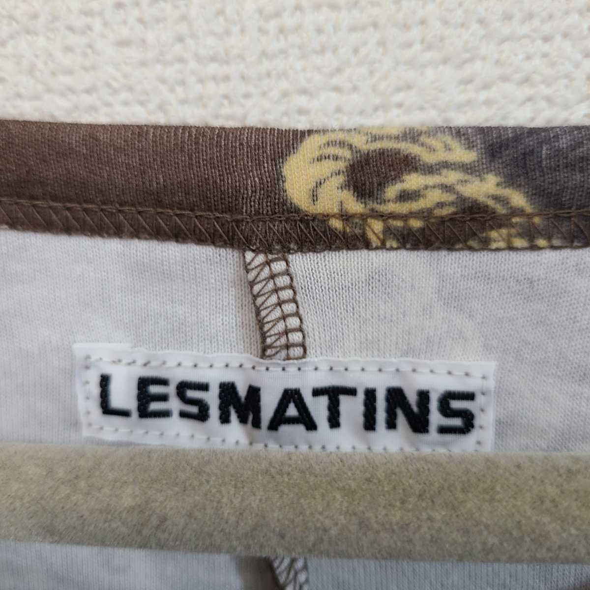 ☆LESMATINS/ワコール/Wacoal/レディース/Mサイズ/ワンピース/長袖/Tシャツワンピース/ブラウン/総柄/チェーン柄_画像4