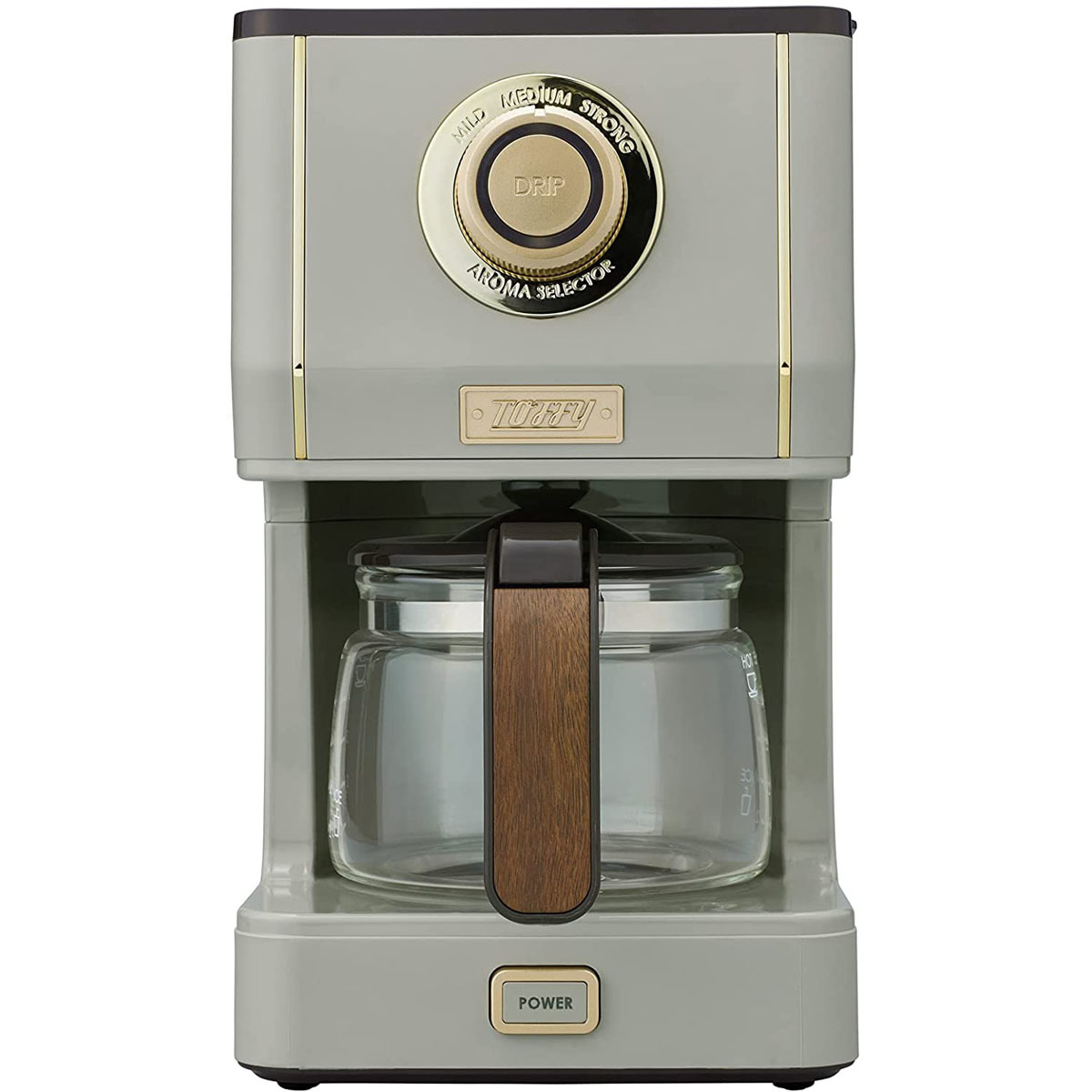 ドリップ式コーヒーメーカー 5杯分 蒸らし抽出 自動保温 メッシュフィルター ガラスポット シンプルで可愛い レトロ グレージュ
