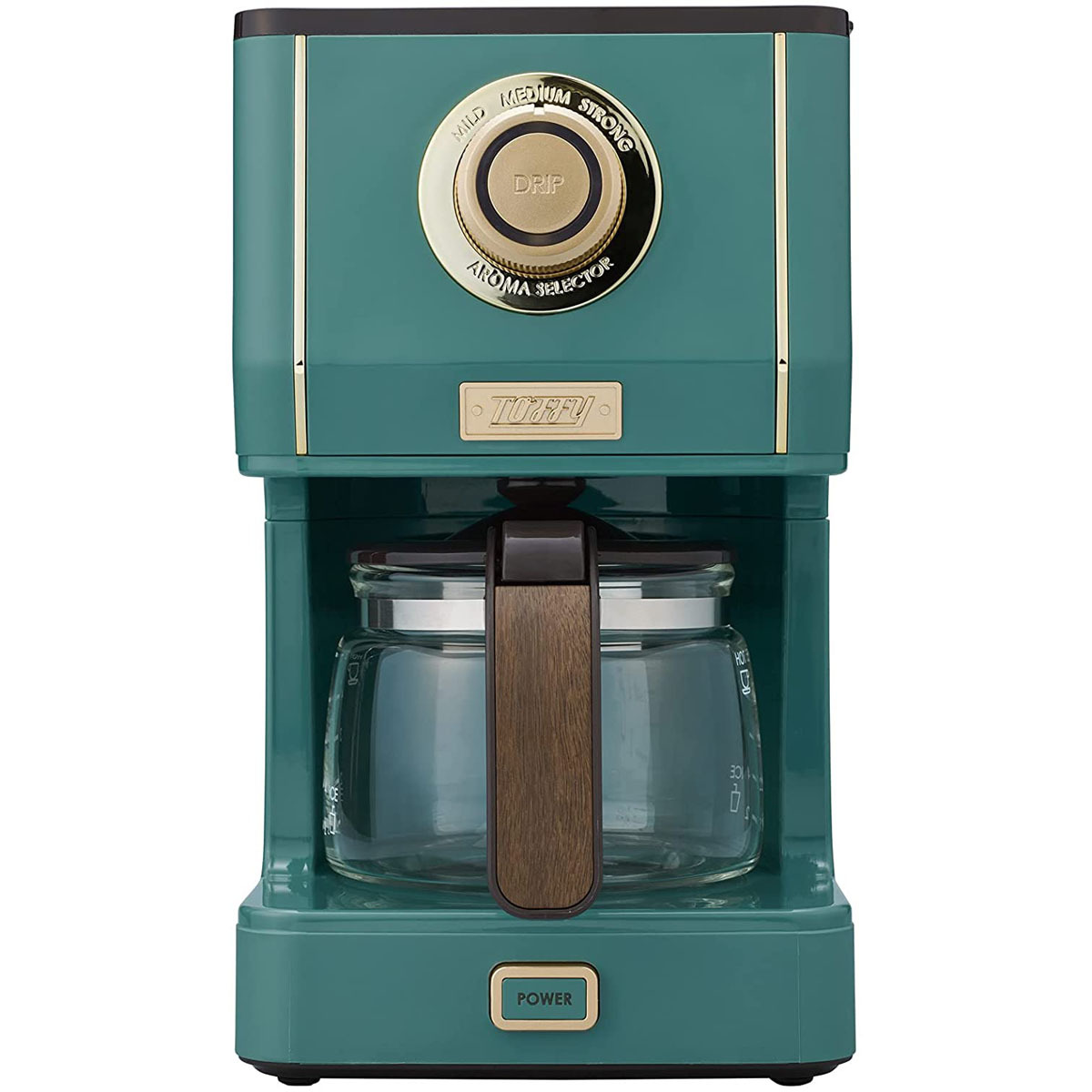 ドリップ式コーヒーメーカー 5杯分 蒸らし抽出 自動保温 メッシュフィルター ガラスポット シンプルで可愛い レトロ スレートグリーン