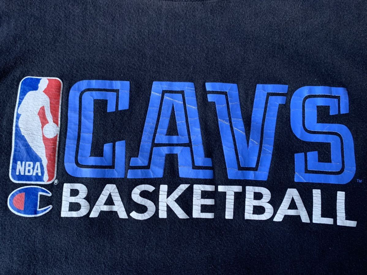 90s XXL 黒 Champion リバース cavs キャバリアーズ NBA vintage USA製 アメリカ製 black チャンピオン ビンテージ reverse weave_画像4