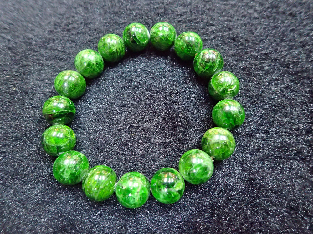 【天然石ブレスレット】ダイオプサイト_Diopside (直径：12.5mm)_画像1