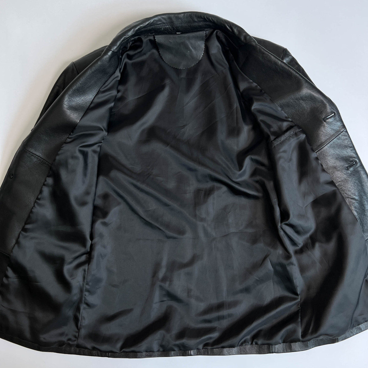【本革】leather リアル レザー 3B テーラードジャケット ブレザー サイズ 100 /黒/ブラック/メンズ_画像3