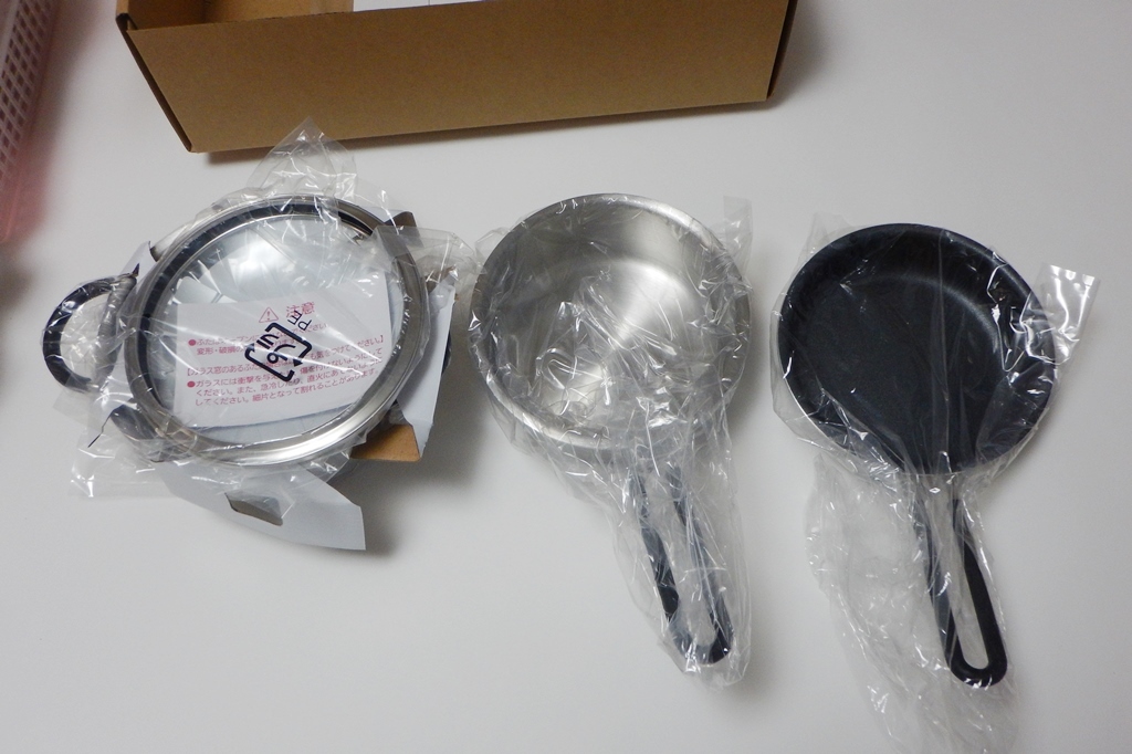 [ new goods unused goods ]o.e.c. Mini ma saucepan * fry pan 3 point set ( glass cover attaching )