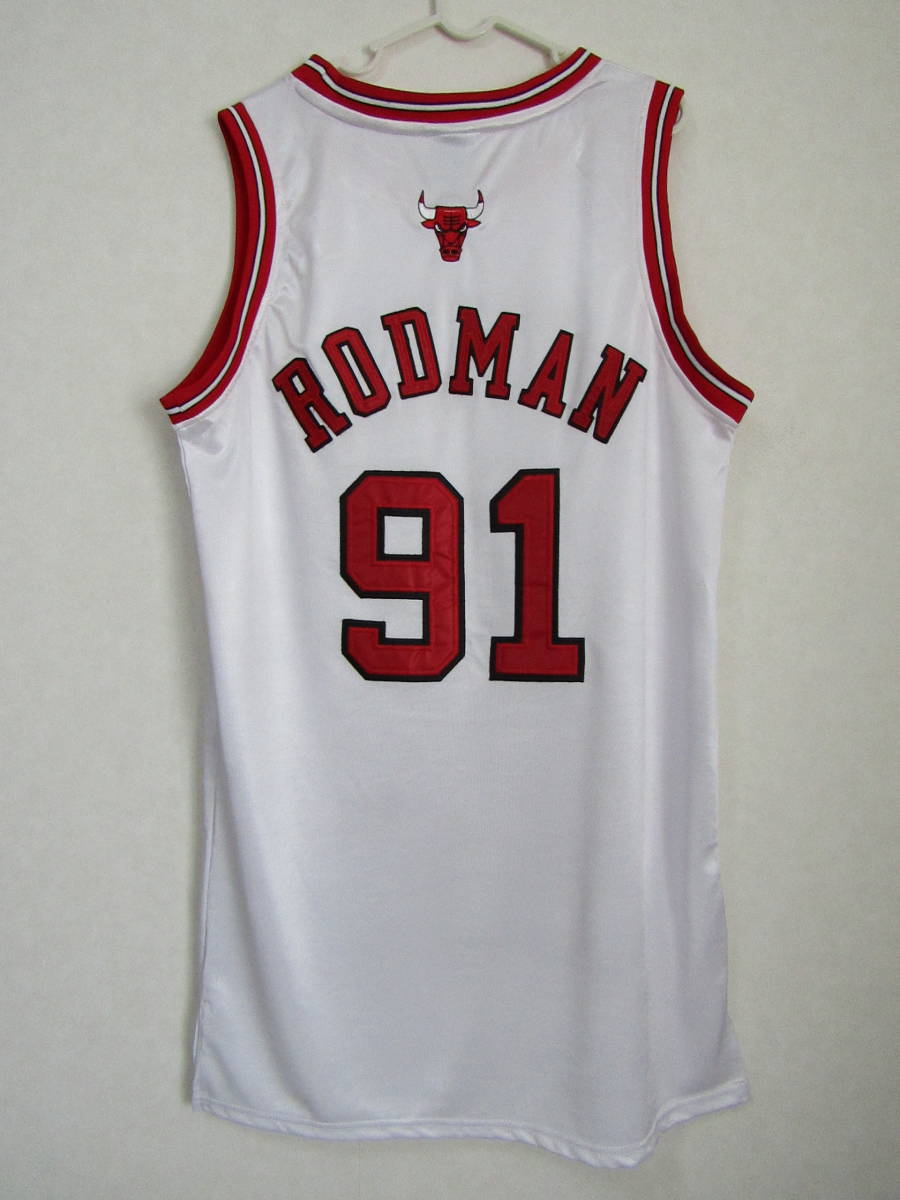 最新の激安 NBA シカゴ・ブルズ　ユニフォーム　タンクトップ　ジャージ　ゲームシャツ デニス・ロッドマン BULLS #91 RODMAN Lサイズ