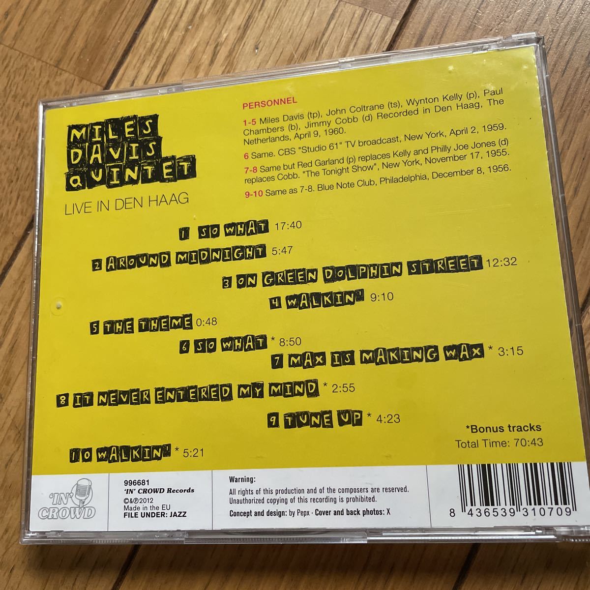 MILES DAVIS , JOHN COLTRANE /LIVE IN DEN HAAG / 輸入盤　CD_画像2
