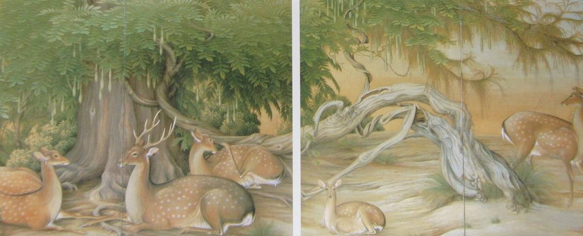 榊原紫峰、【奈良の森】、希少な大判額装用画集より、美品、日本人画家 榊原紫峰、【奈良の森】、希少な大判額装用画集より、美品、日本