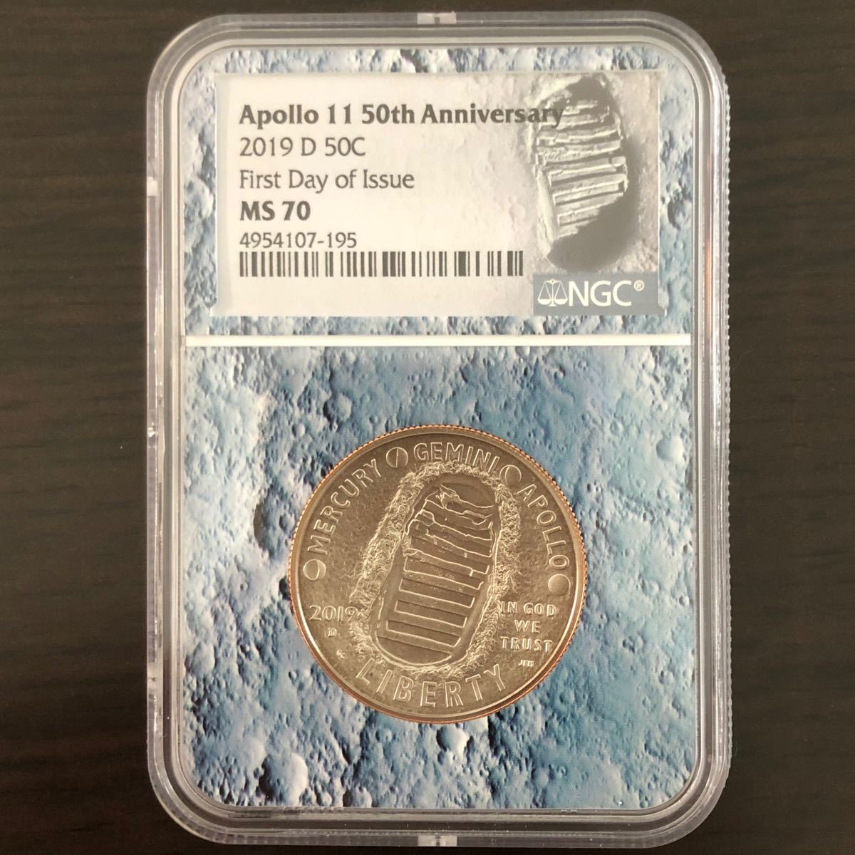 最高鑑定MS70】アポロ11号 2019年 50周年記念 初日発行 記念硬貨 1/2