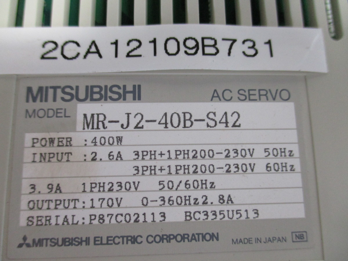MITSUBISHI 三菱電機 MR-J2-40B-S42 ACサーボアンプ 400W MITSUBISHI 三菱電機 MR-J2-40B-S42 ACサーボアンプ 400W
