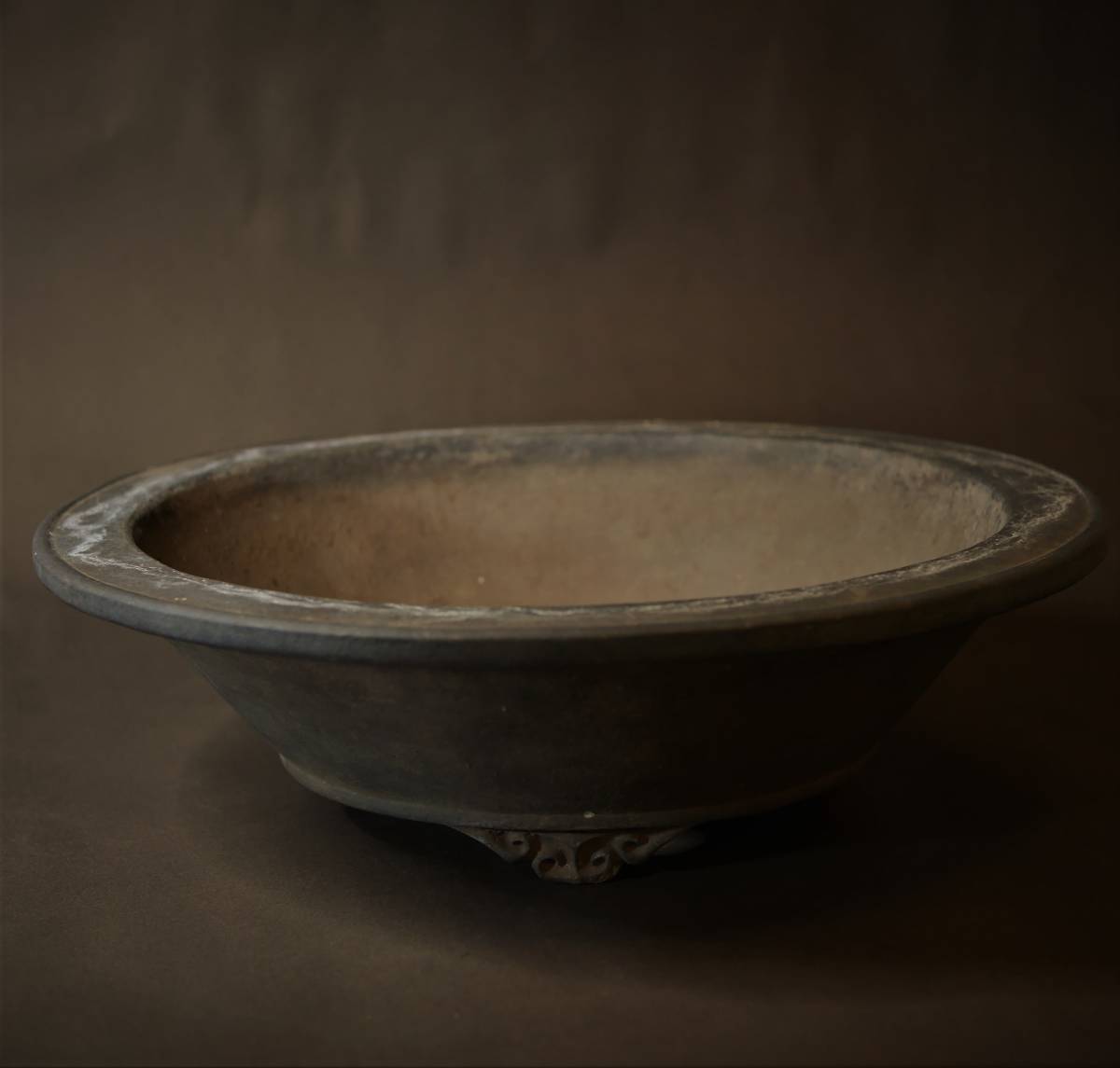 旧家から~◇ 古い 中国 紫泥 丸形 古盆器 ③ 在銘 植木鉢 旧家から~◇ 古い 中国 紫泥 丸形 古盆器 ③ 在銘 植木鉢