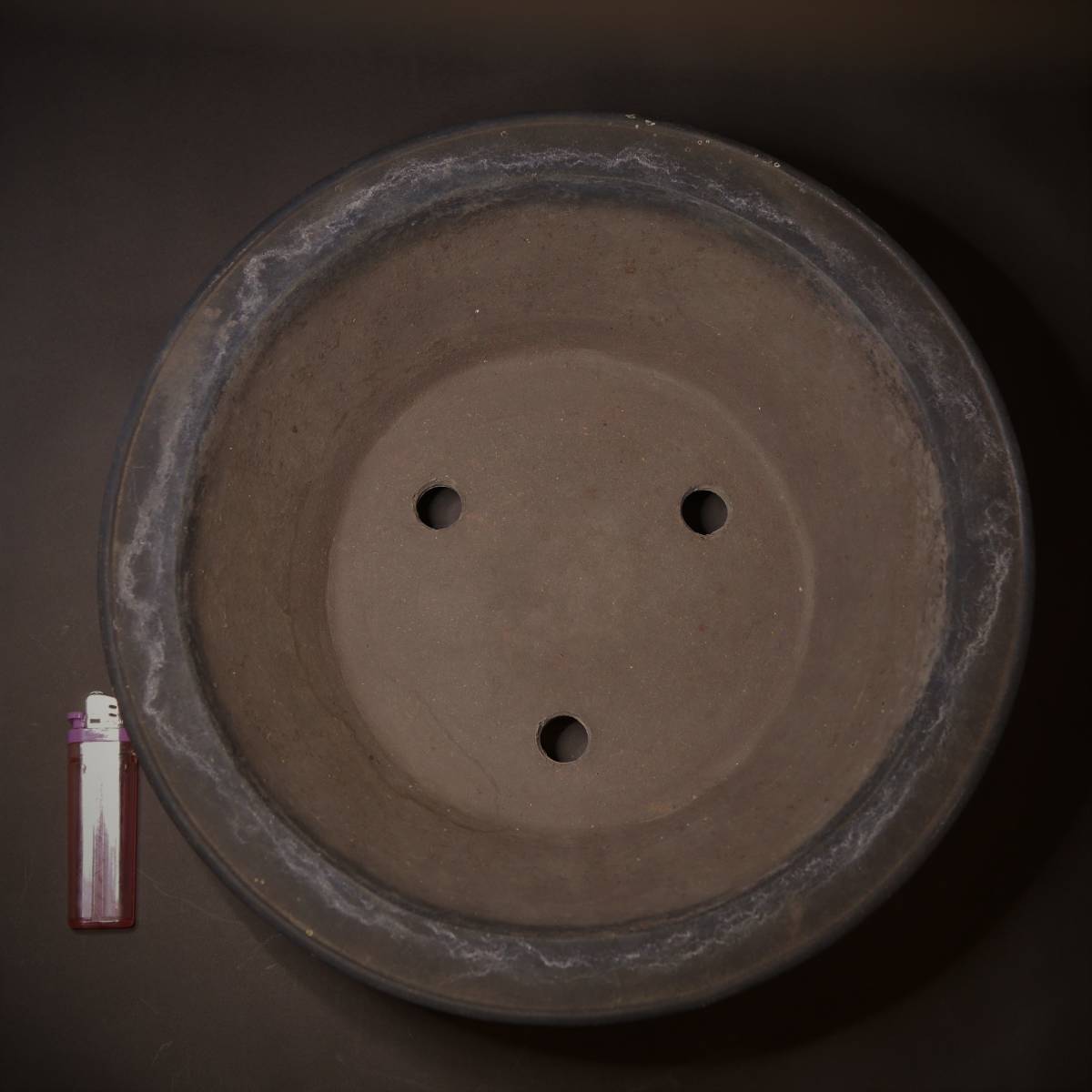 旧家から~◇ 古い 中国 紫泥 丸形 古盆器 ③ 在銘 植木鉢 旧家から~◇ 古い 中国 紫泥 丸形 古盆器 ③ 在銘 植木鉢