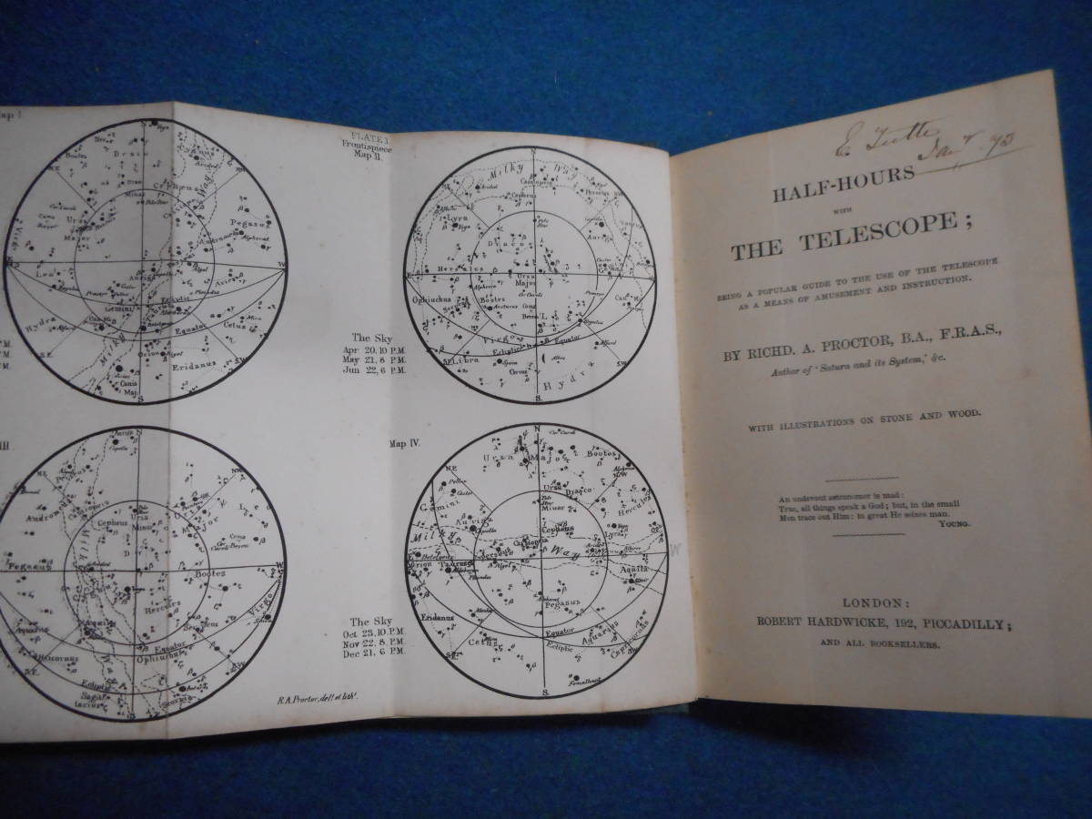 アンティーク、天文暦学書、星図、天体観測1868年『天体望遠鏡での30分』星座早見盤、宇宙、Astronomy, Star map, Planisphere, Star chart - 天文、宇宙 アンティーク、天文暦学書、星図、天体観測1868年『天体望遠鏡での30分』星座早見盤、宇宙、Astronomy, Star map, Planisphere, Star chart - 天文、宇宙