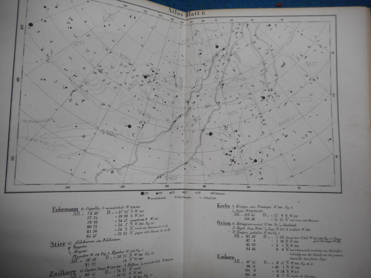 即決アンティーク天球図、天文暦学書Astronomy天体観測1854年 即決アンティーク天球図、天文暦学書Astronomy天体観測1854年