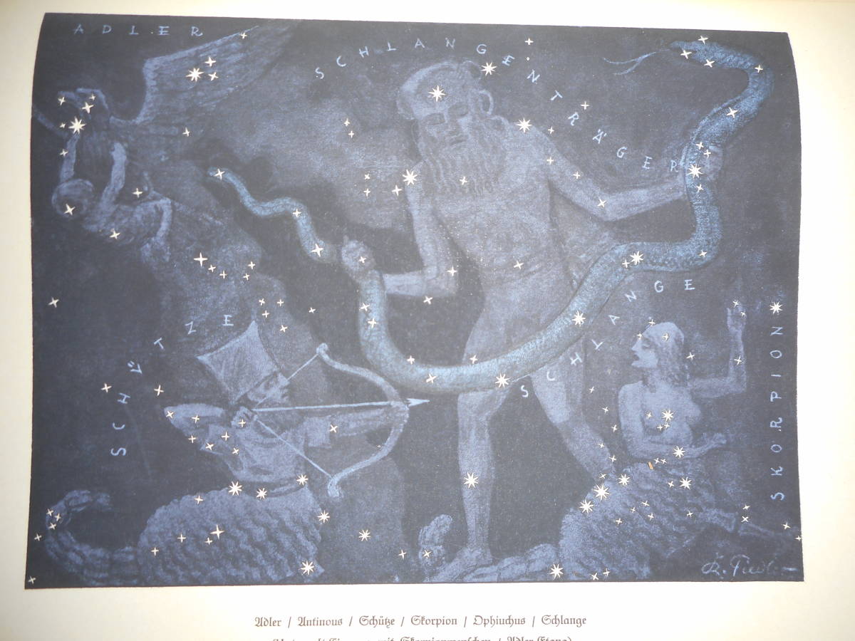 数量は多 アンティーク、天球図、天文、Astronomy星図、天体観測1926年 天文、宇宙