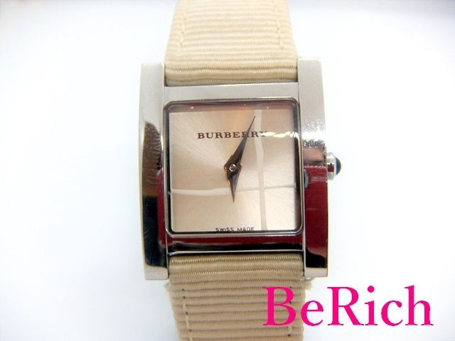 バーバリー BURBERRY レディース 腕時計 BU4310 スクエア ベージュ 文字盤 SS キャンバス レザー ブレス アナログ クォーツ【中古】bt2284_画像1