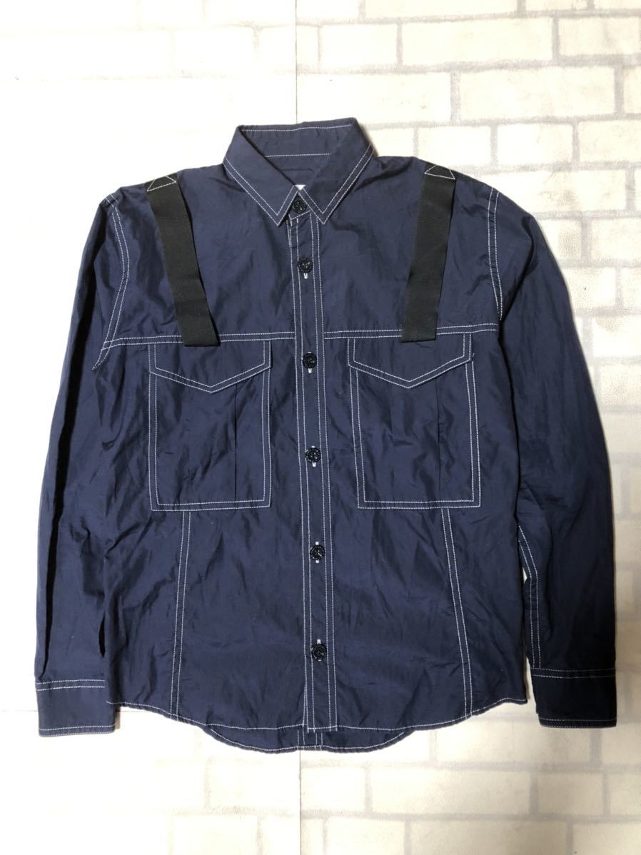 KIM JONES ARCHIVE belt shirt navy Kim Jones archive long sleeve Y2K