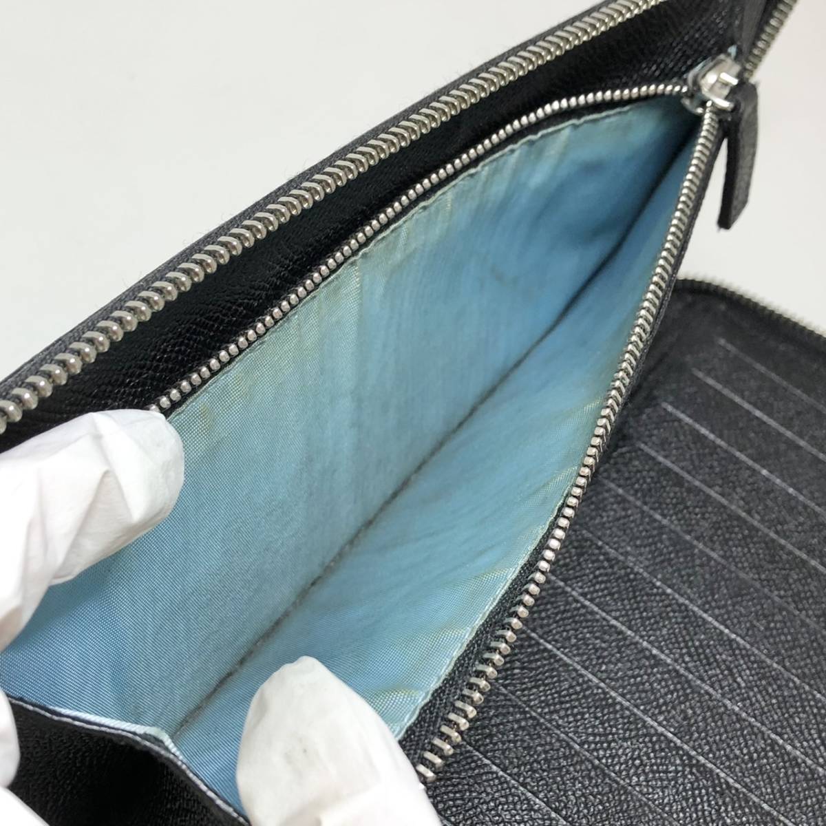 ランキングや新製品 長財布 二つ折り ブルガリ 中古 小銭入れ付き シルバー金具 ブラック レザー - 長財布