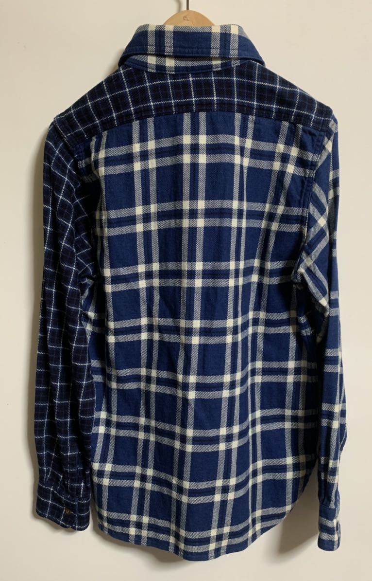 Nigel Cabourn インディゴ染め INDIGO CHECK SHIRT【44】BLUE 【定価24,000円+税】チェックシャツ ナイジェルケーボン メインライン_画像4