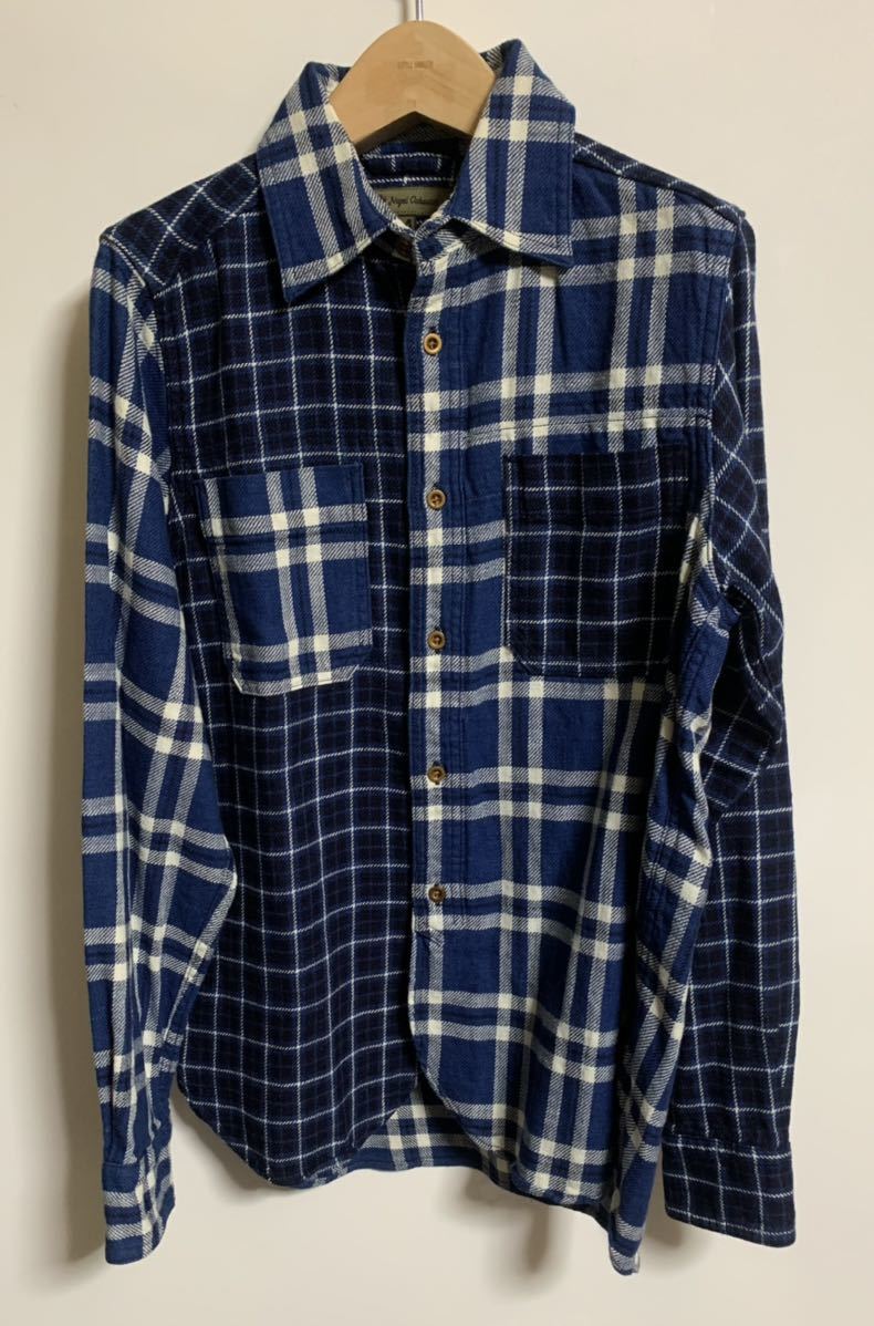 Nigel Cabourn インディゴ染め INDIGO CHECK SHIRT【44】BLUE 【定価24,000円+税】チェックシャツ ナイジェルケーボン メインライン_画像1