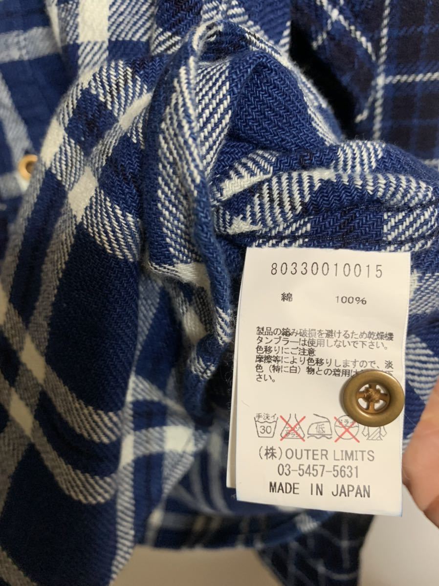 Nigel Cabourn インディゴ染め INDIGO CHECK SHIRT【44】BLUE 【定価24,000円+税】チェックシャツ ナイジェルケーボン メインライン_画像5