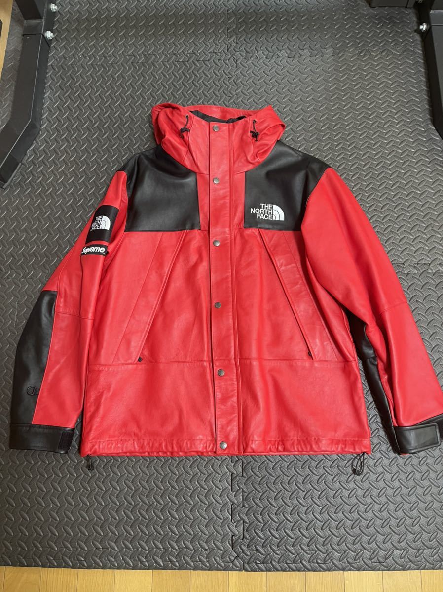 L 極美品 Supreme The North Face Leather Mountain Parka Red シュプリーム ノースフェイス レザー マウンテンパーカ マンパ 赤_画像3