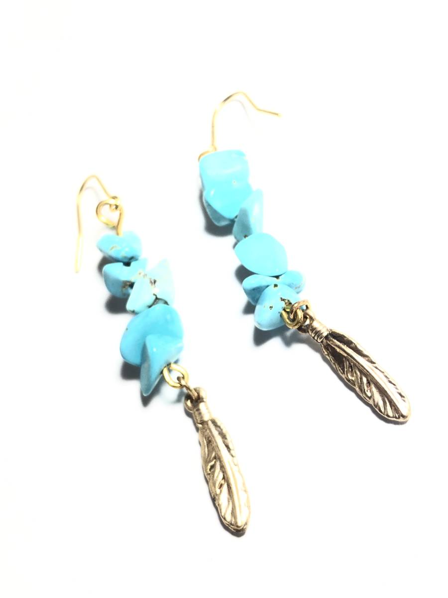  natural stone Power Stone turquoise ... turquoise Goldwing earrings 