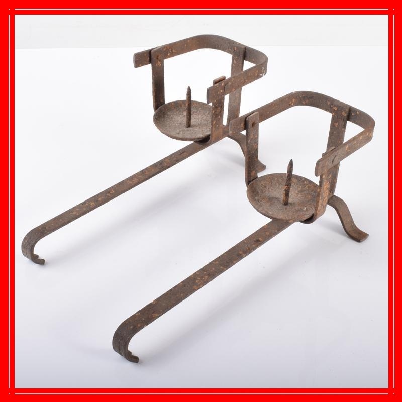 ☆美品☆茶道具 時代古鉄 自在蝋台 手燭台 一對 N 4149 - auriol-sa.com