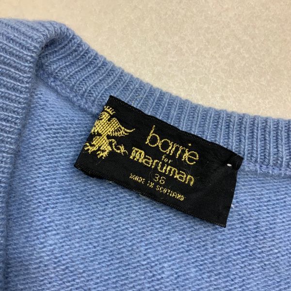 【高級スコットランド製カシミア100％】barrie for maruman とろとろカシミヤ vネック ニットセーター レディース 36 M ブルー_画像8