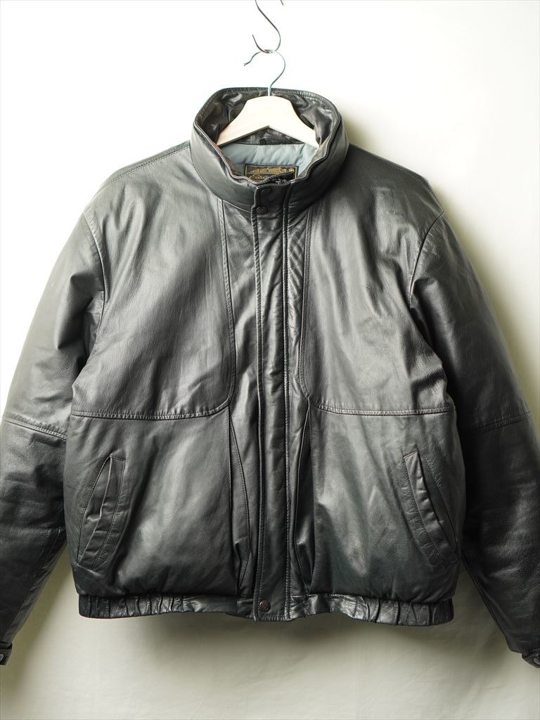 80s90s ビンテージ EDDIE BAUER エディバウアー 黒タグ レザーダウン 