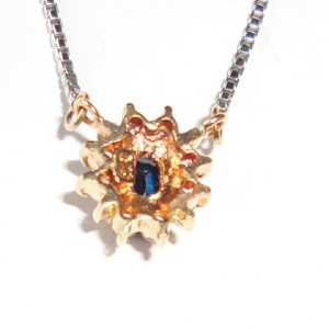  free shipping pt850 sapphire - diamond 0.13ct small necklace 40cmused pawnshop exhibition 