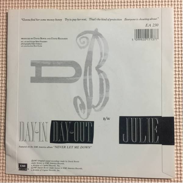 David Bowie Day-In Day-Out 英国盤7インチシングルレコード