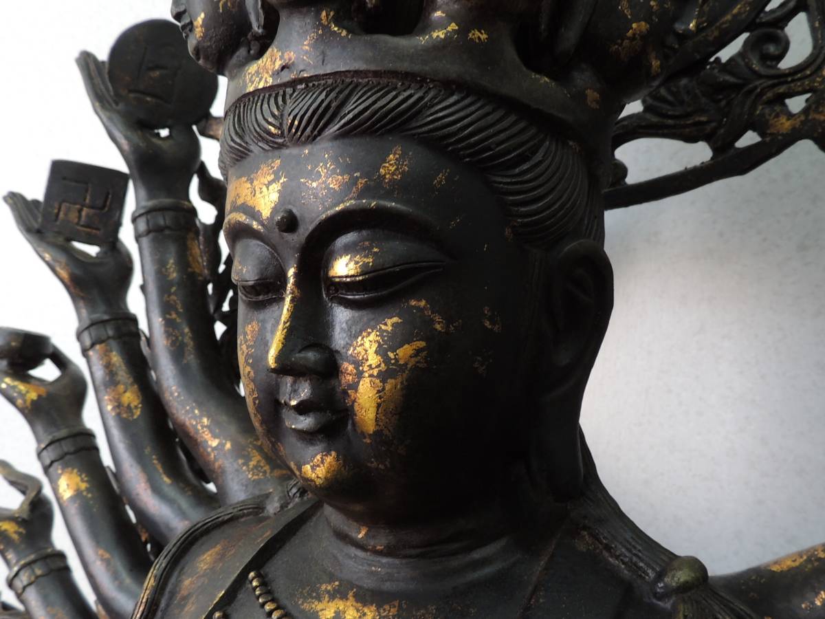 ◇古銅・超特大・鍍金仏・大明宣徳年製・千手観音菩薩・十一面千手観音