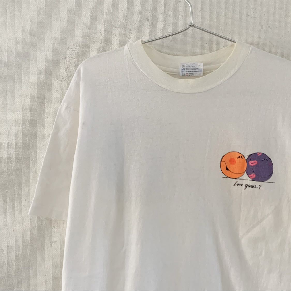 90's テニスボール LOVE GAME? Tシャツ L ビンテージ ジョーク パロディー ファニー キャラ_画像4