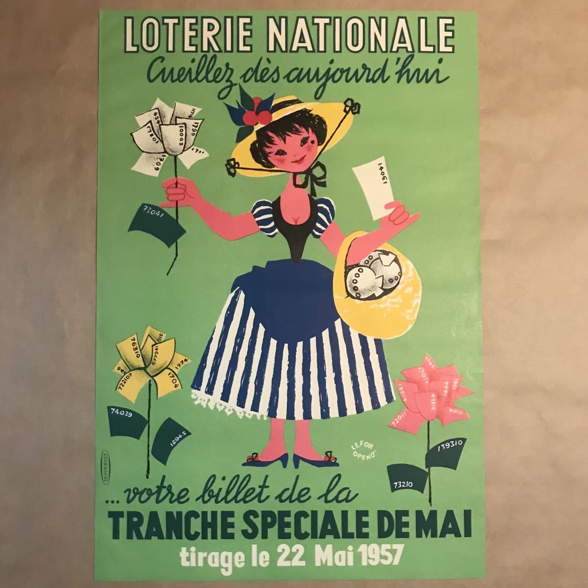 フランスヴィンテージ ポスター レフォール・オペノ 国営宝くじ1957年5
