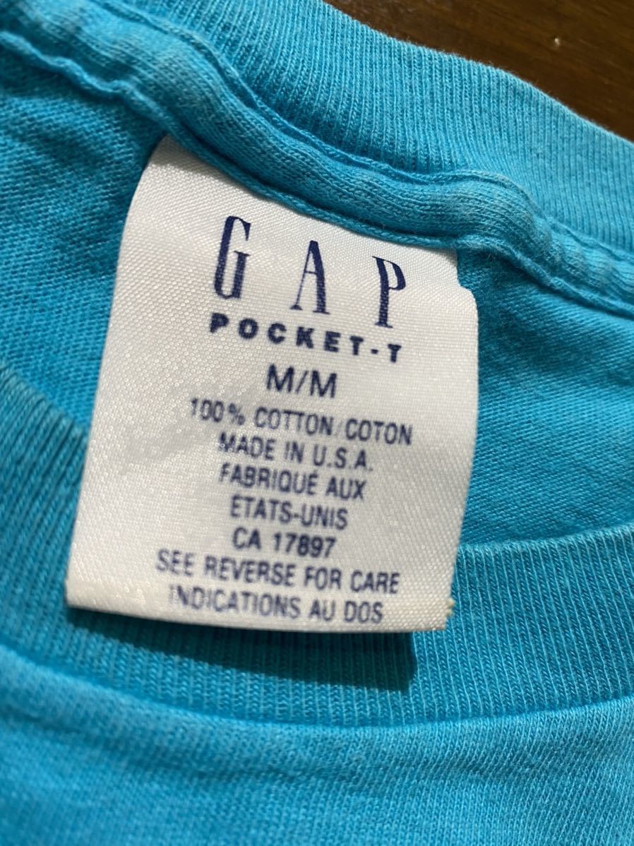 OLD GAP オールドギャップ ポケットTシャツ 無地 ティファニーブルー ターコイズ usa アメリカ製 古着