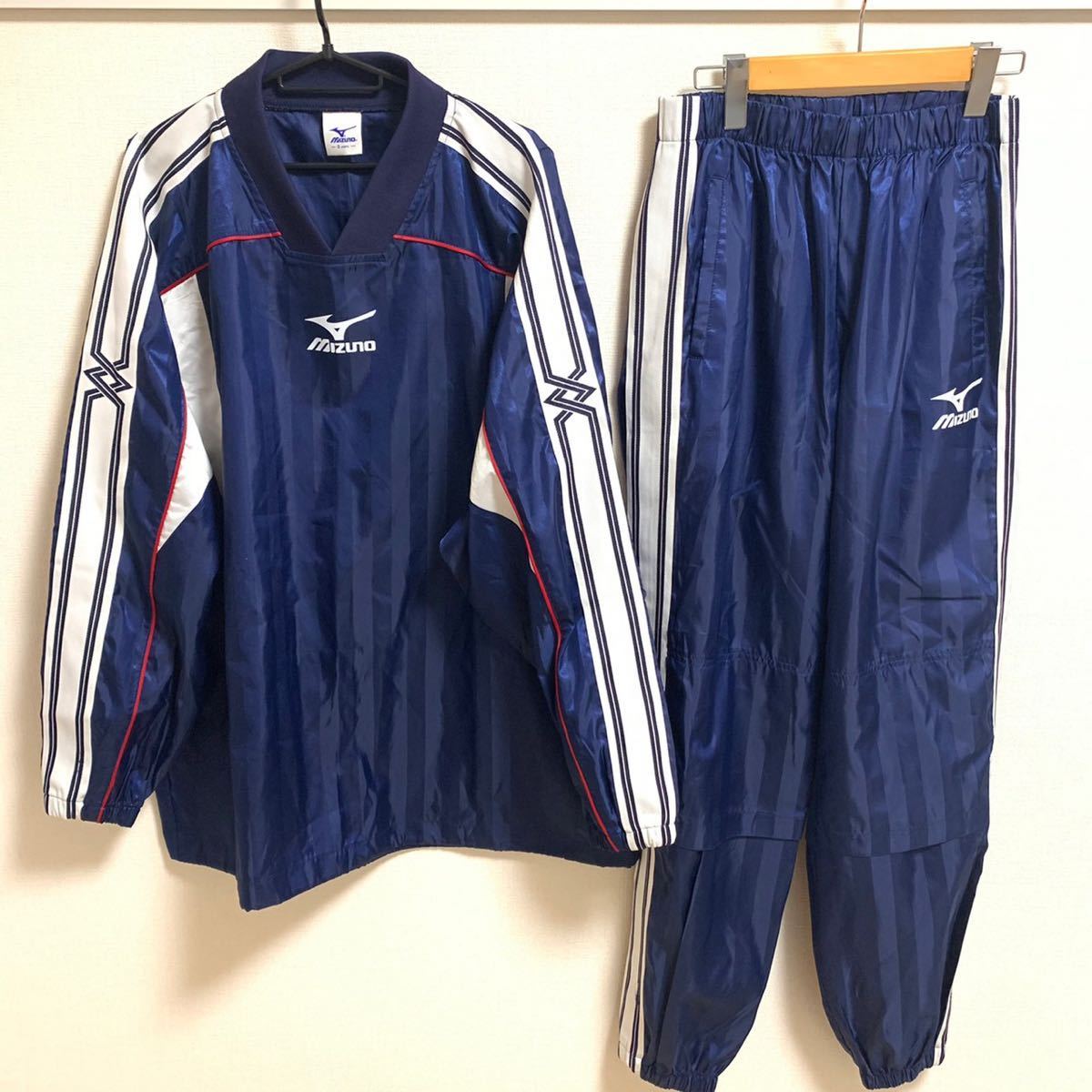 【美品 XL相当】MIZUNO ピステ 上下セット ウインドブレーカー スポーツウェア トレーニングウェア ミズノ ネイビー サイドライン サッカー