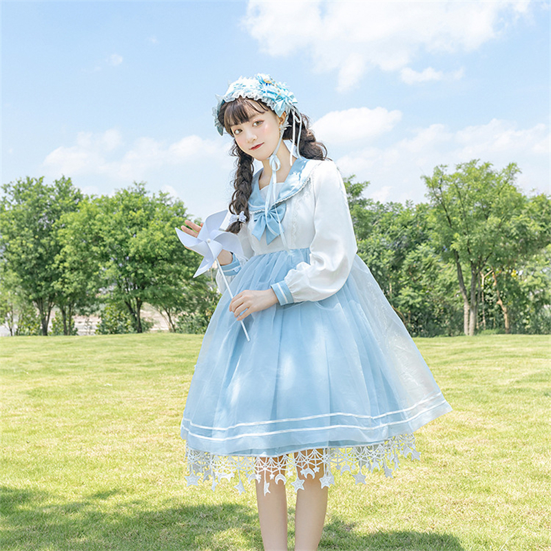 ロリータ ワンピース 長袖 セーラー服 春秋 レディース Lolitaペアコーデ 可愛い ゆめかわいい 学園風 コスプレ JK 制服 スイートの画像10