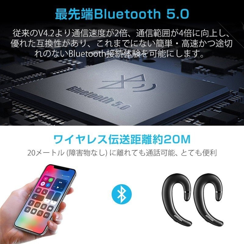 １円から！送料無料！Bluetooth ワイヤレスイヤホン 超軽量 耳掛け式 ハンズフリー通話 マイク内蔵 iPhone/Android適用 2個セット_画像6