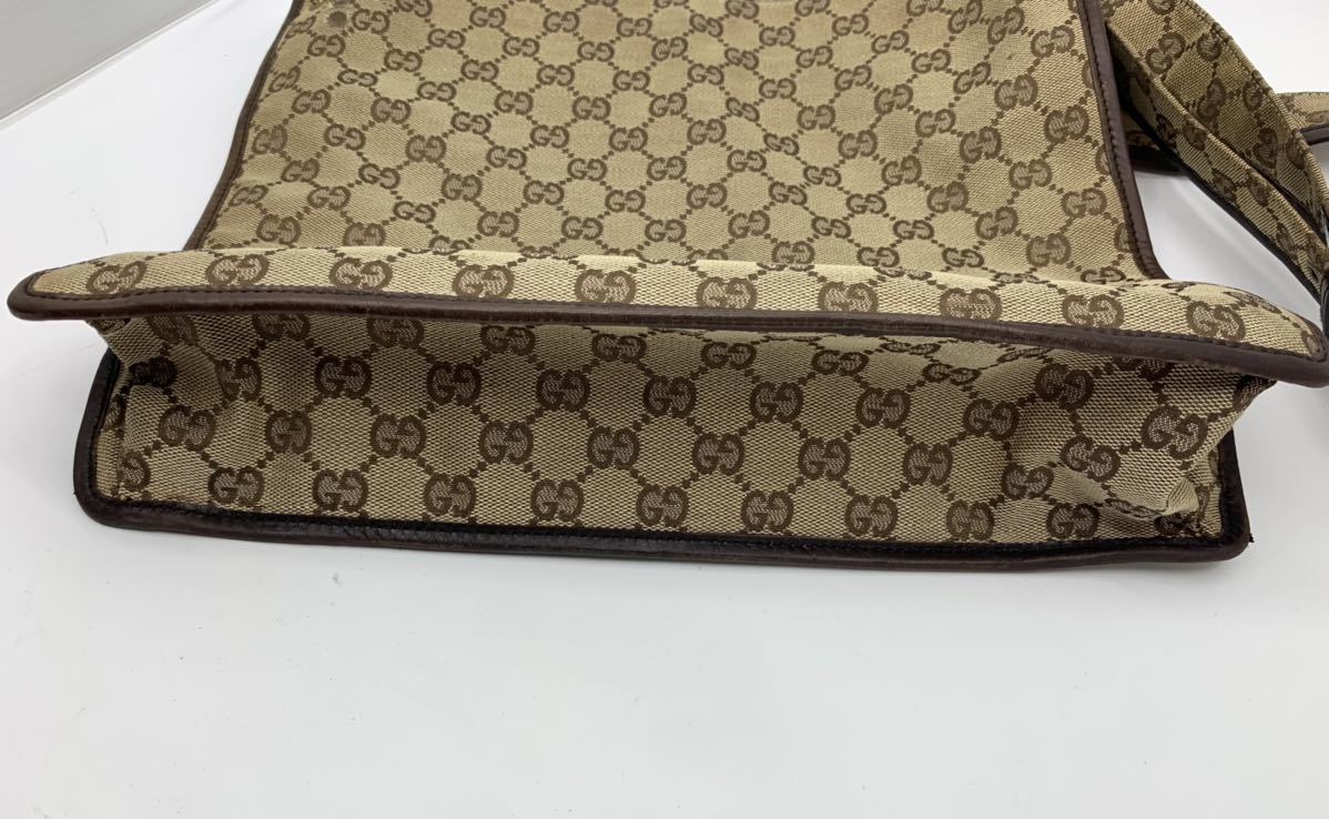 美品 GUCCI グッチ 90656 001364 GGキャンバス×レザー ゴールド金具