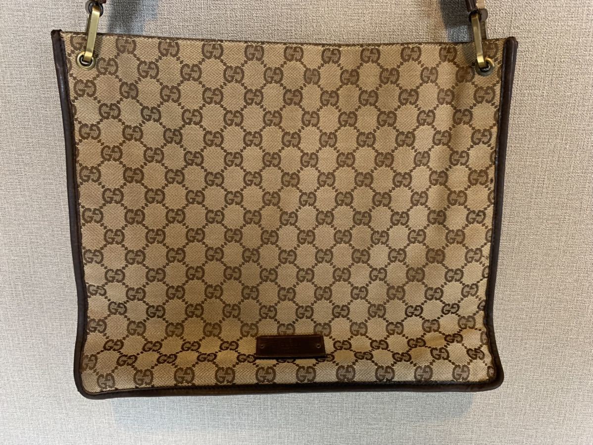 美品 GUCCI グッチ 90656 001364 GGキャンバス×レザー ゴールド金具