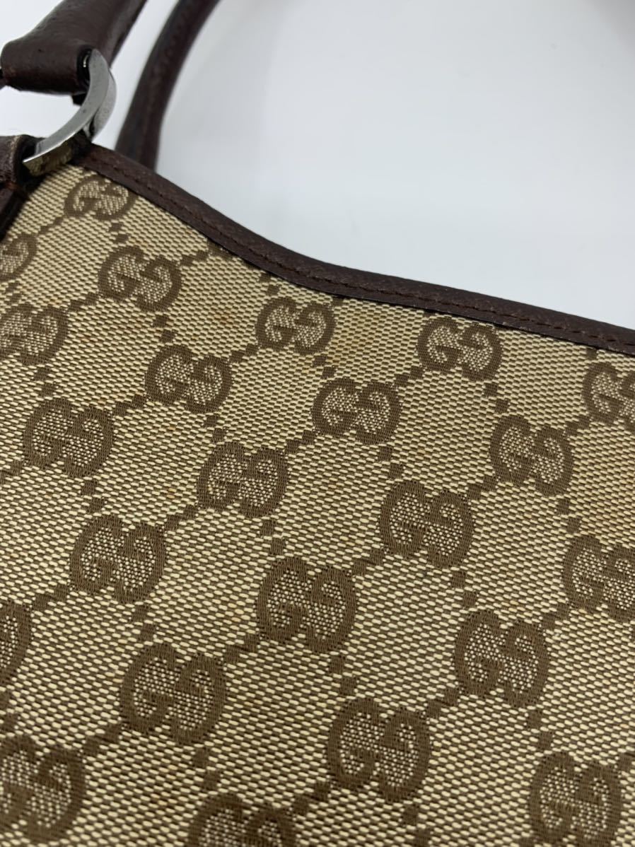 美品 GUCCI グッチ 113015 001013 GGキャンバス×レザー トートバッグ