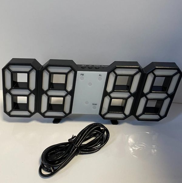 3D立体時計　黒ぶち　　LED壁掛け時計　置き時計　両用　デジタル時計　おすすめ_画像7