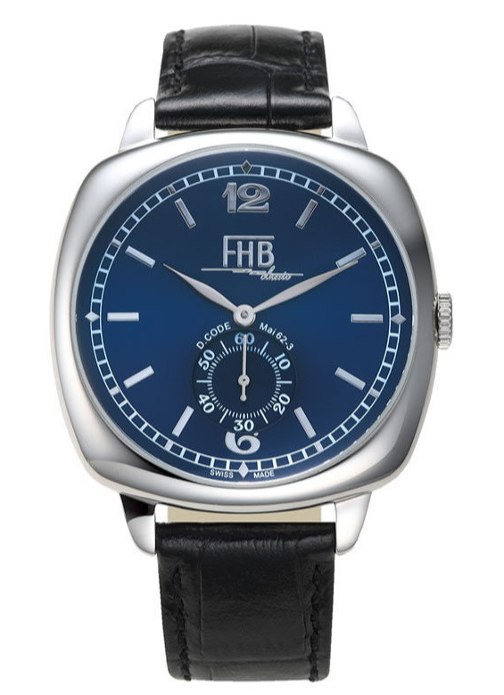 新品 FHB Classic エフエッチビー 25周年記念限定モデル デザインウォッチ クッション型ケース採用腕時計 F901-SVBL ネイビーダイアル_画像7