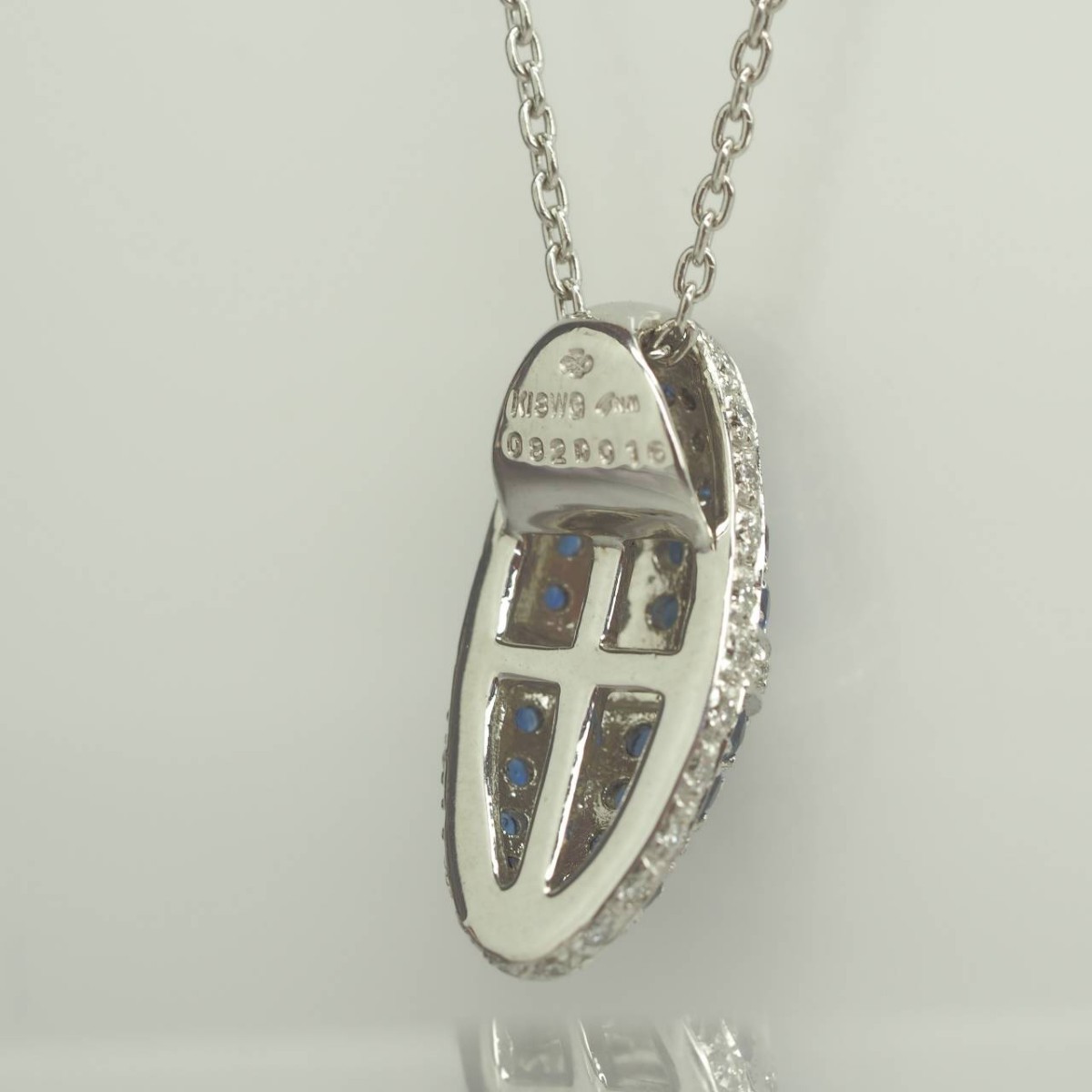 68☆新品 未使用☆天然サファイア ダイヤモンドネックレス K18WG