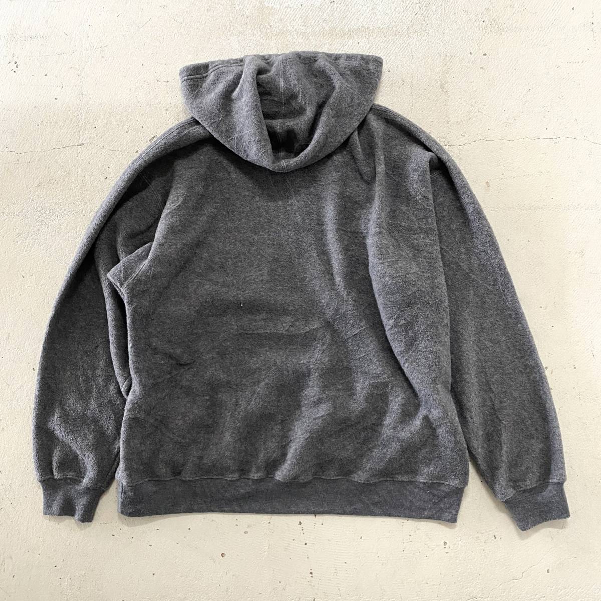 USA old clothes 90s OLD GAP fleece Parker gray Old Gap big Logo embroidery f-ti- Vintage America pull over 90 period 