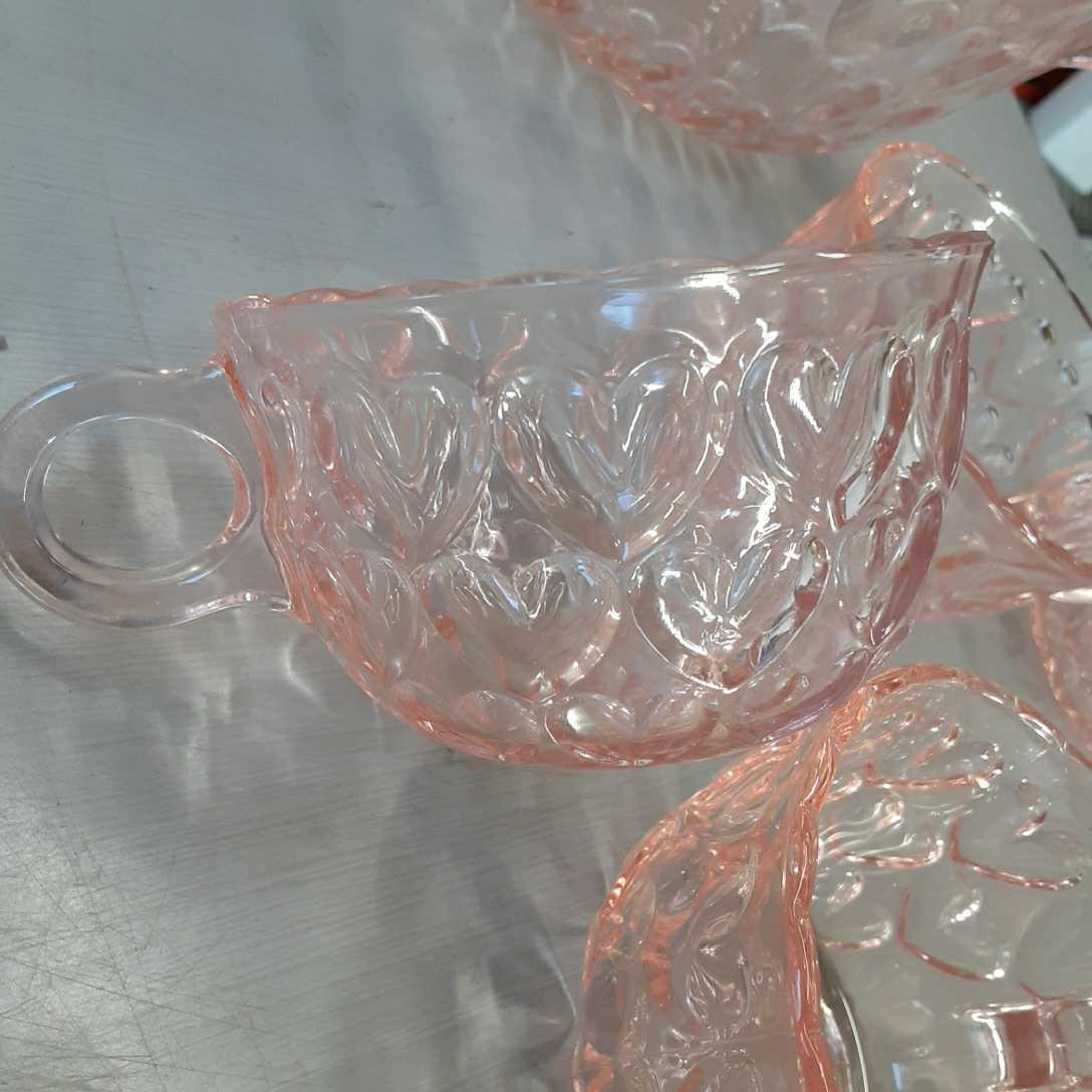  glass kind ceramics ] pink . pretty tableware set Heart pattern retro pop cup Orient glass car nze Rize soup cup salad bowl confection inserting 