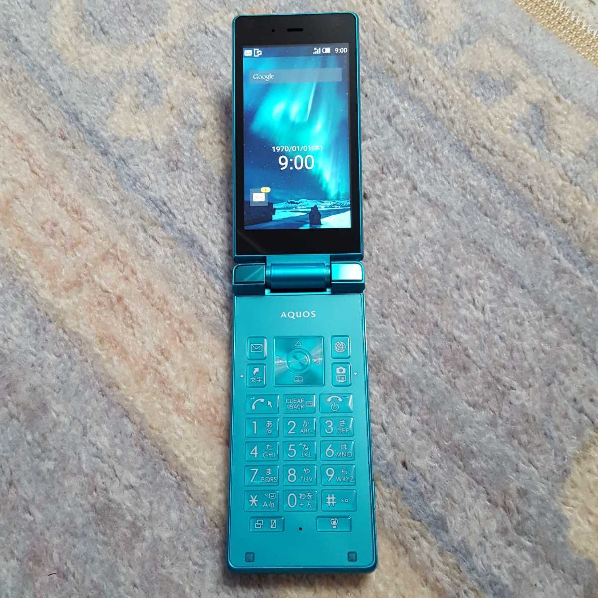 SIMフリー501SHソフトバンクワイモバイルAQUOSケータイ青ターコイズブルー携帯シャープSIMロック解除済3Gガラケーマイグレ本体 その160_画像1